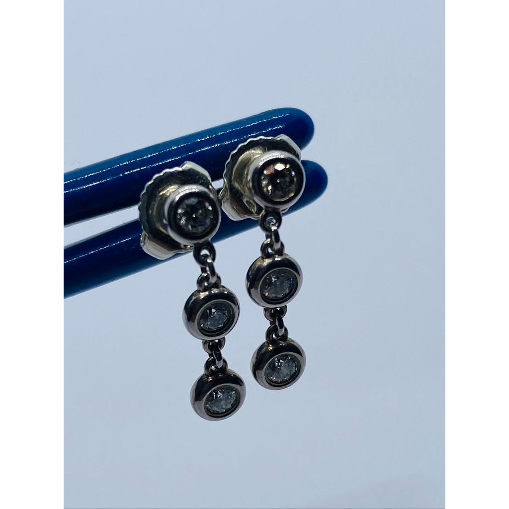 Authentic Diamonds by the Yard Drop Earrings Sterling Silver 925  .30