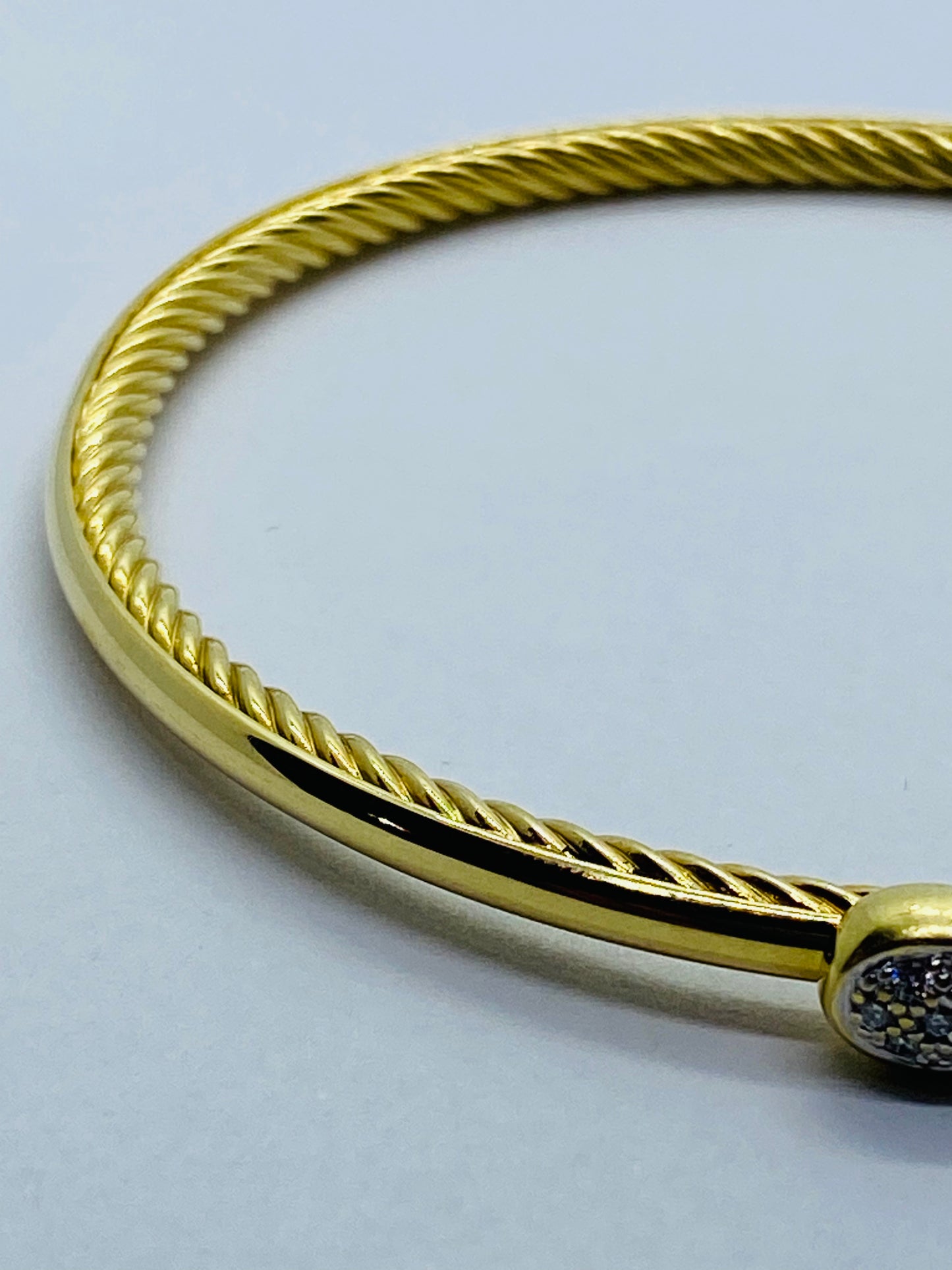 DAVID YURMAN Confetti Bangle Bracelet Diamonds 18K Yellow Gold  7.5” 2.6MM Wide