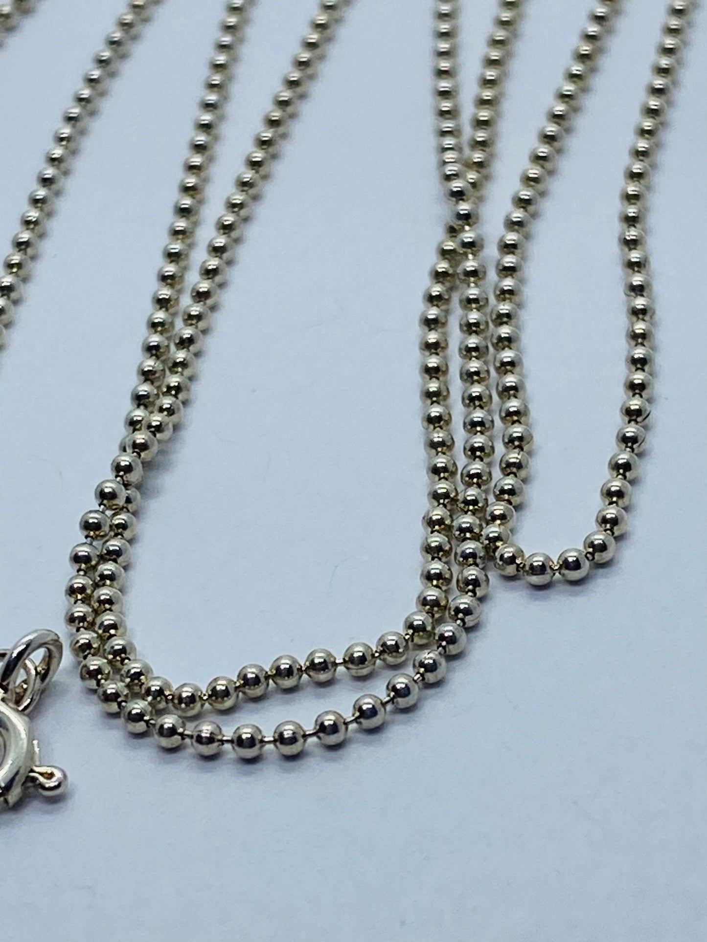 Tiffany Co Sterling Silver 1mm Beaded Necklace Chain 28.75”