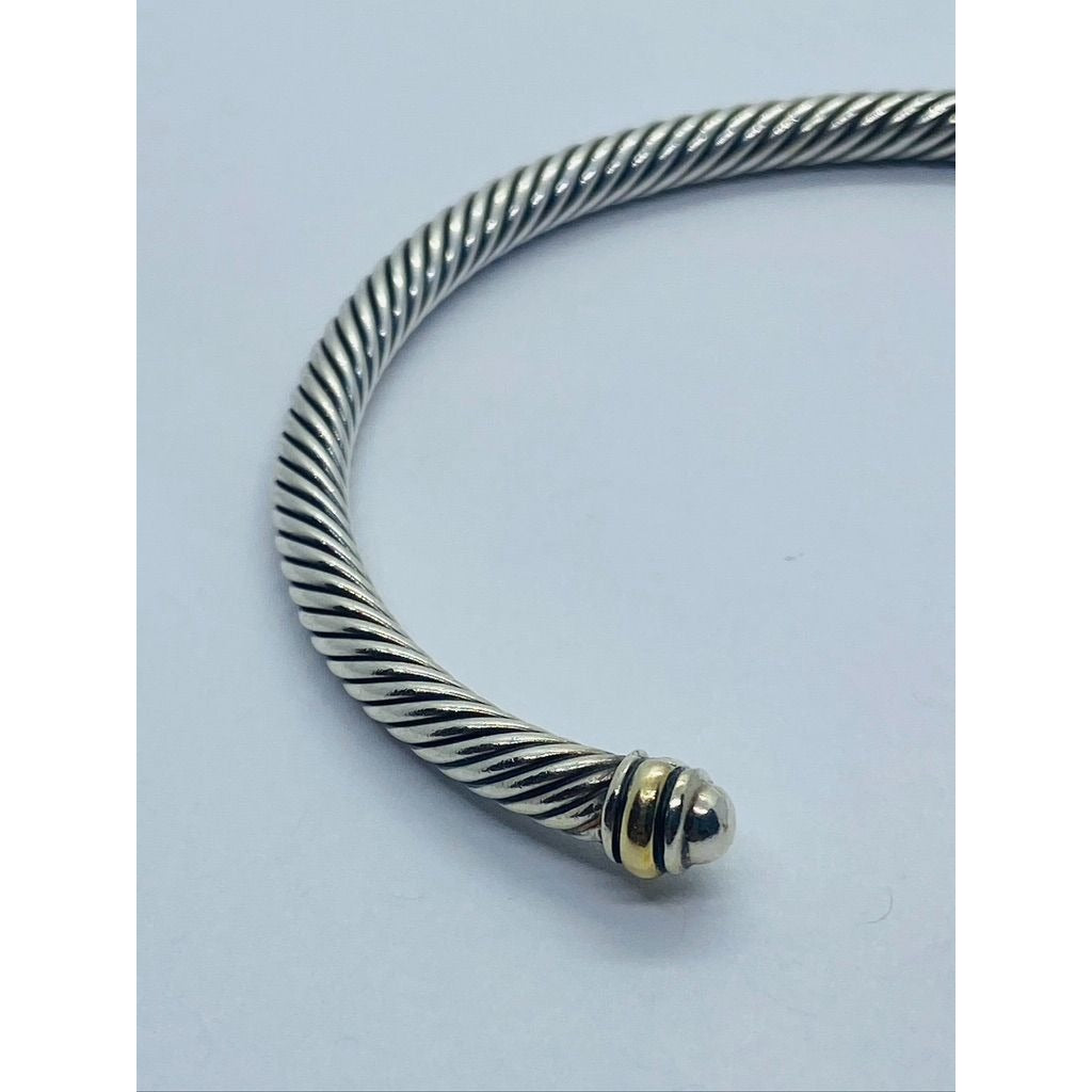 David Yurman Sterling Silver 18K 750 Gold 4mm Dome Bracelet 6.75"