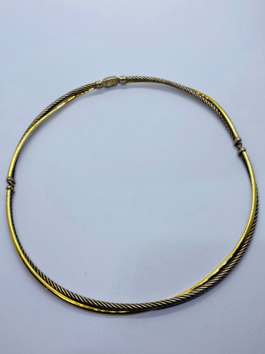 David Yurman Crossover Cable Choker Necklace 15" Sterling 925 & Yellow Gold 18k