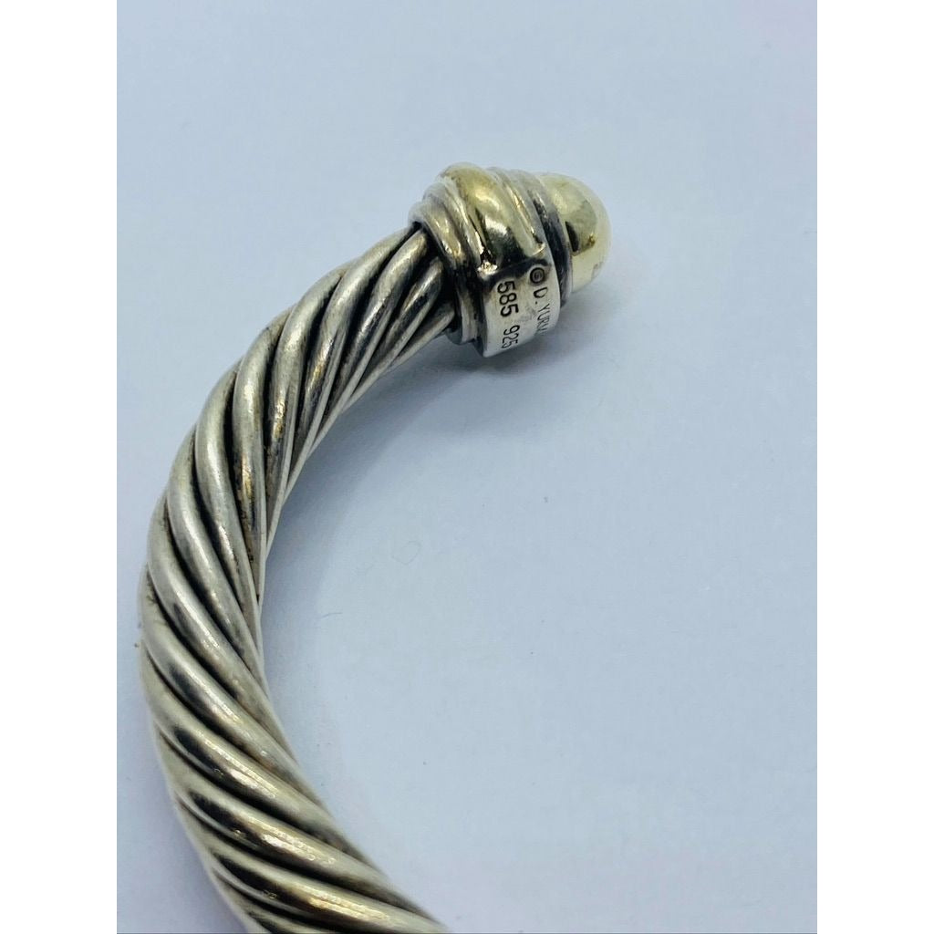 David Yurman 14K 925 Dome End Cable Bracelet 6.5"