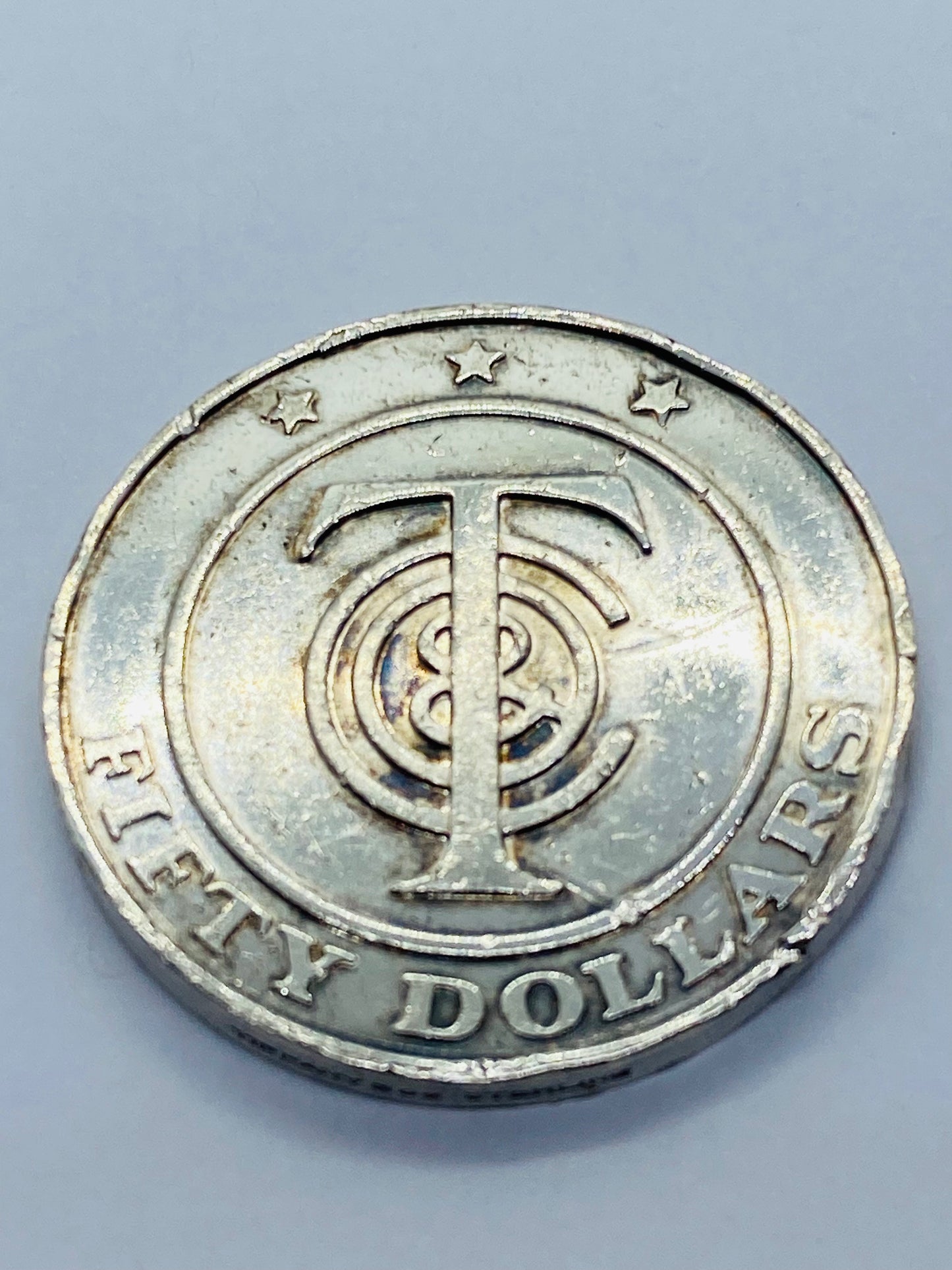 TIFFANY 50 DOLLAR SILVER MERCHANDISE COIN RETIRED See Pictures. 29.1 Grams