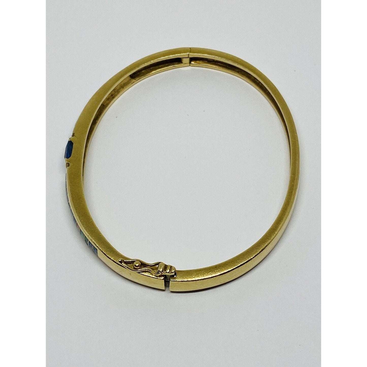 Kabana heavy 14K YG 0.82CT diamond tanzanite & opal bangle bracelet 20.2 Grams
