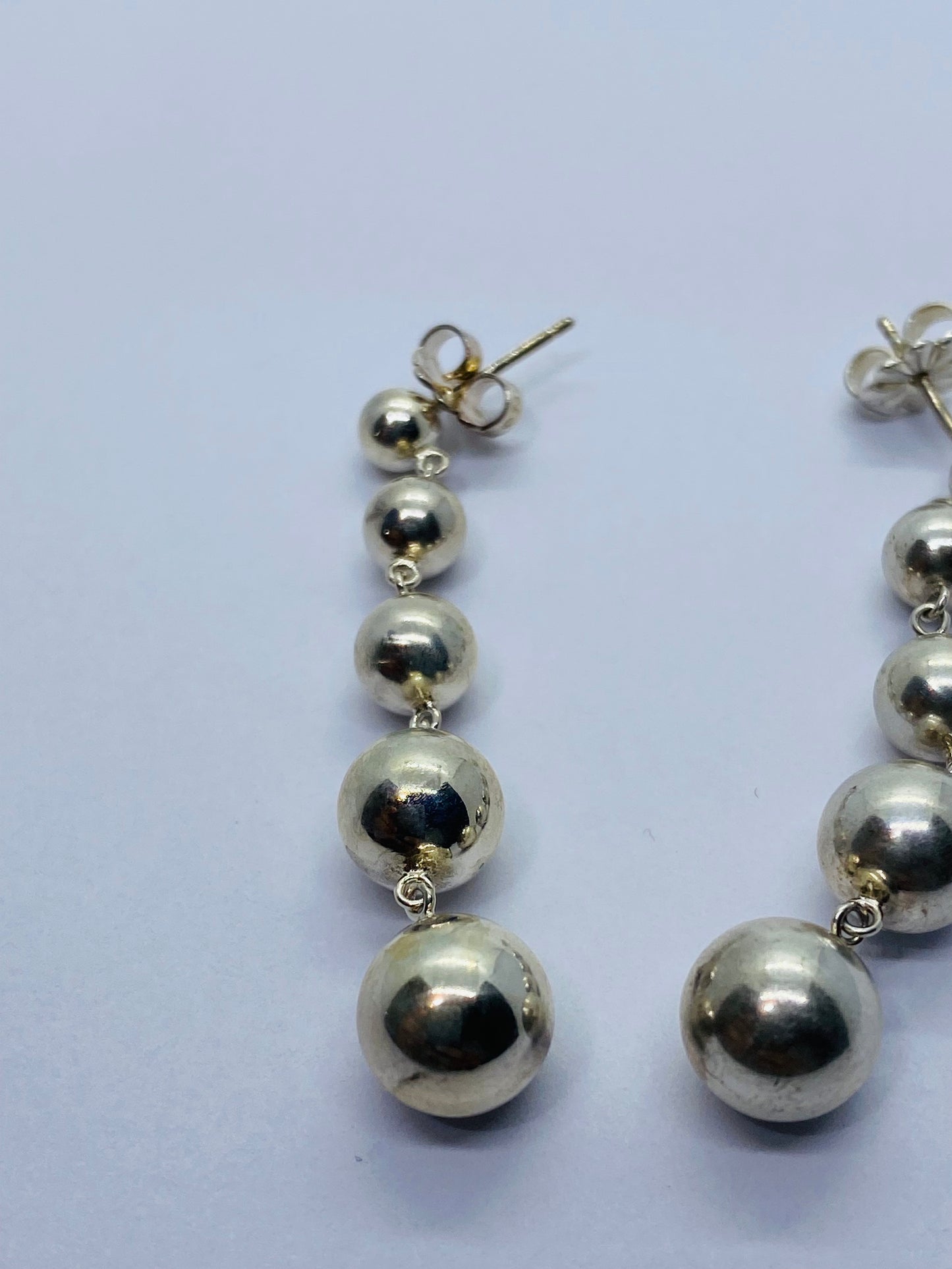 Tiffany & Co. Sterling Silver Multi Graduated Bead Ball Drop Dangle Earrings