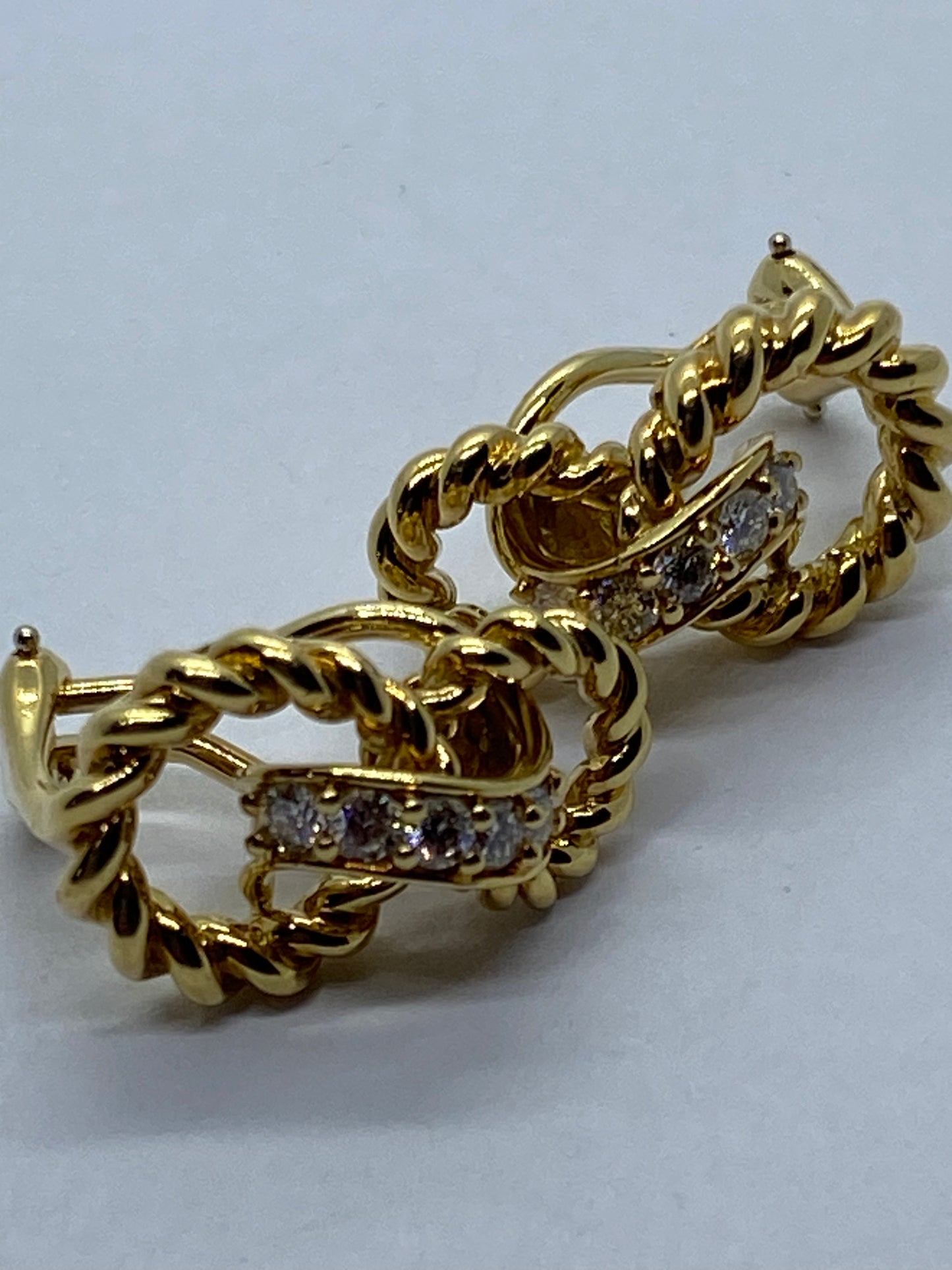 Tiffany & Co. 18k Yellow Gold Twist Infinity Diamond Clip On Earrings .40CT MINT