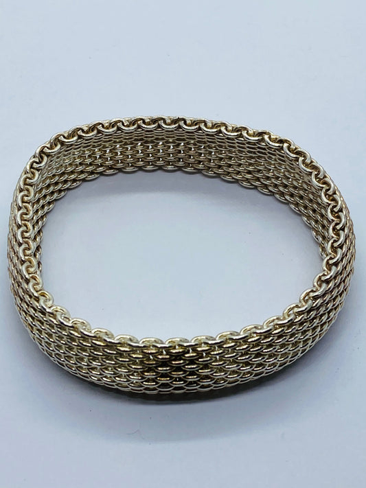 Tiffany & Co. 7.25 Somerset Mesh 15MM Wide Bracelet in Sterling Silver 925