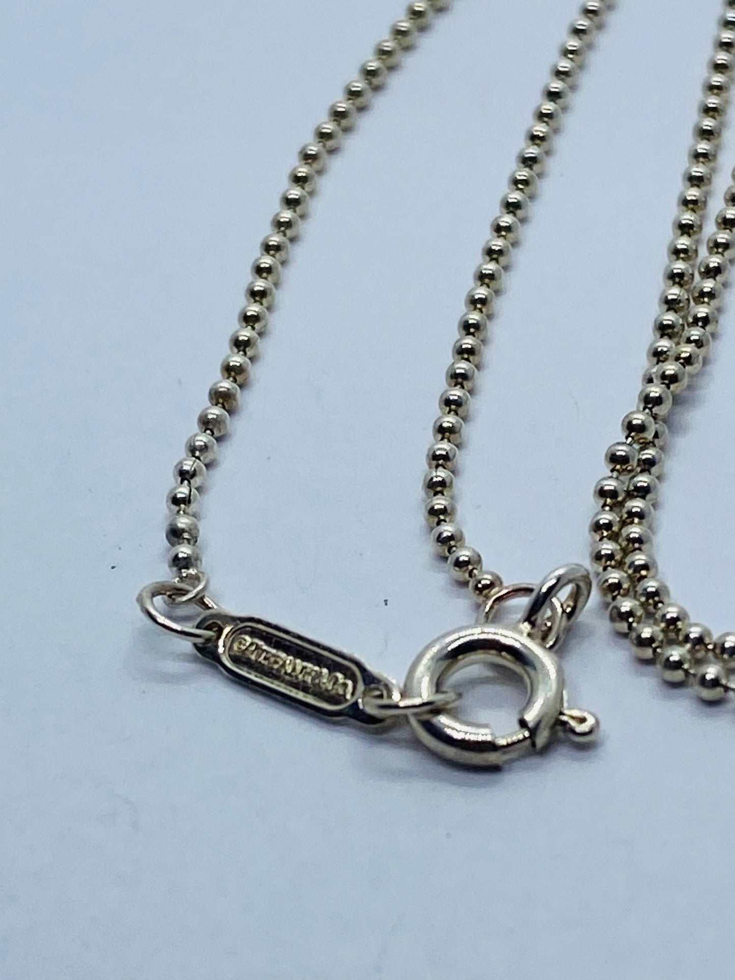 Tiffany Co Sterling Silver 1mm Beaded Necklace Chain 28.75”