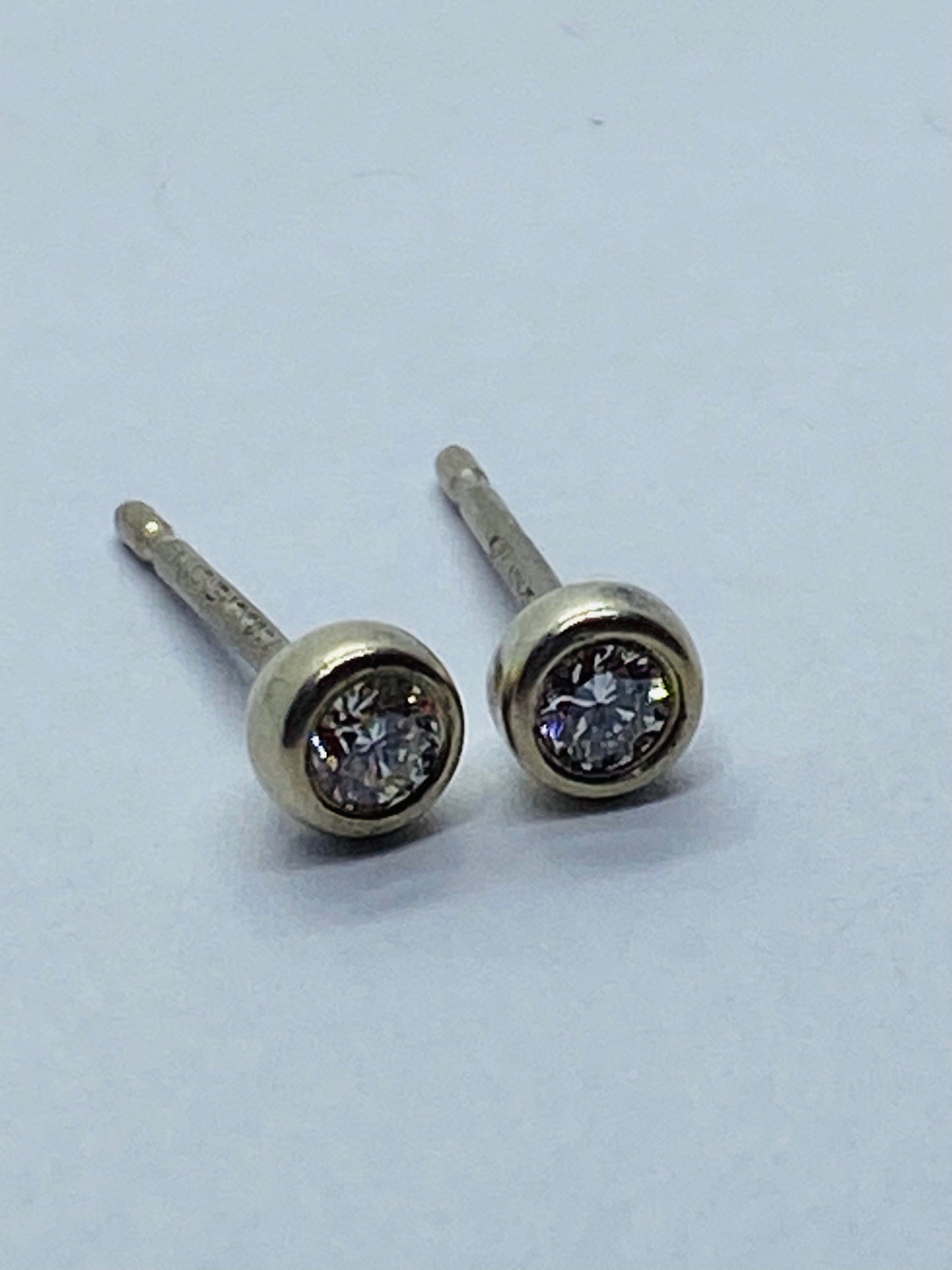 $1275 Tiffany & Co. 925 Silver Elsa Peretti Stud Earrings 0.14TCW Diamonds READ!