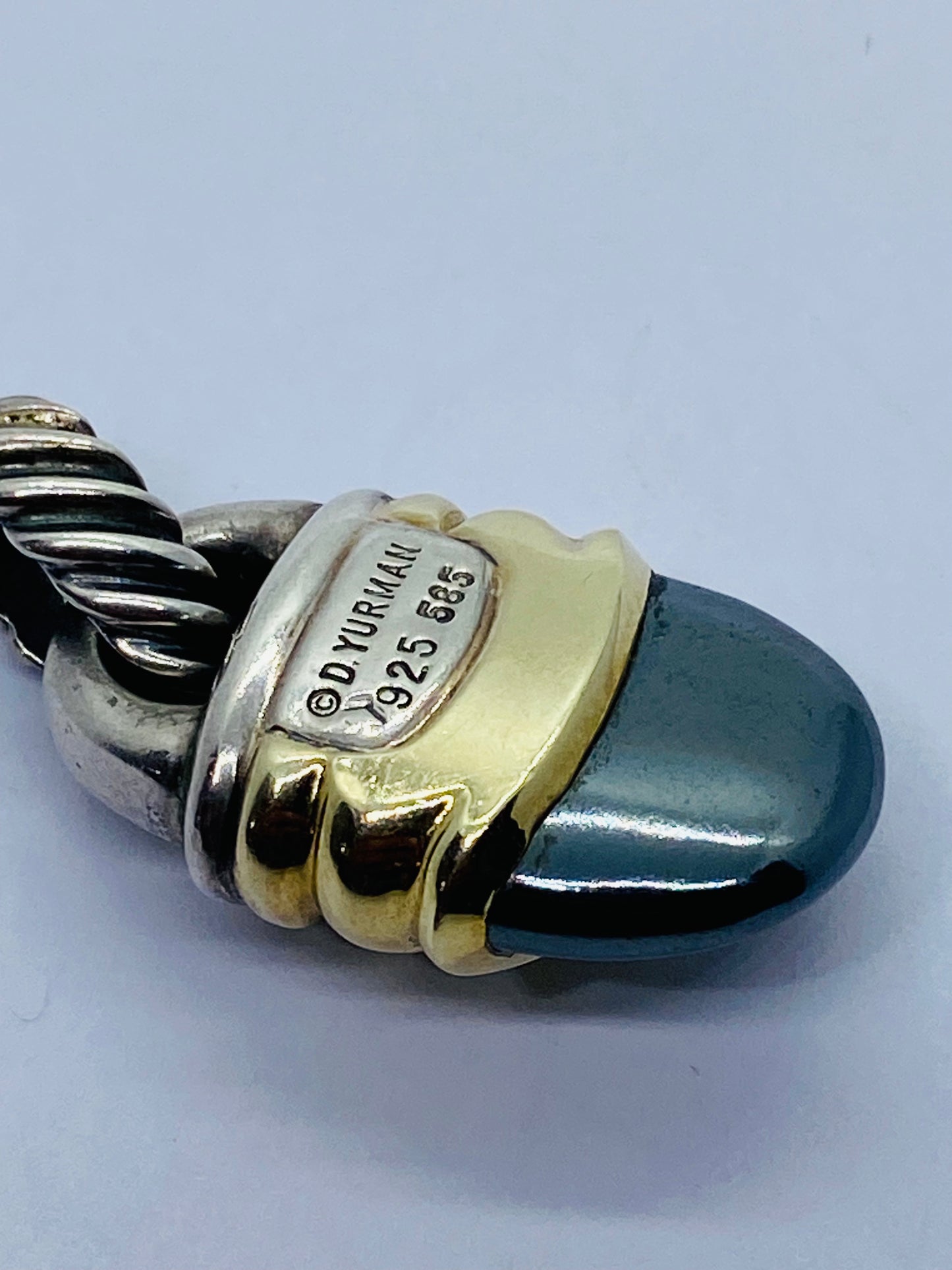David Yurman Pink Tourmaline Hematite  Renaissance Pendant in 14k Gold 925