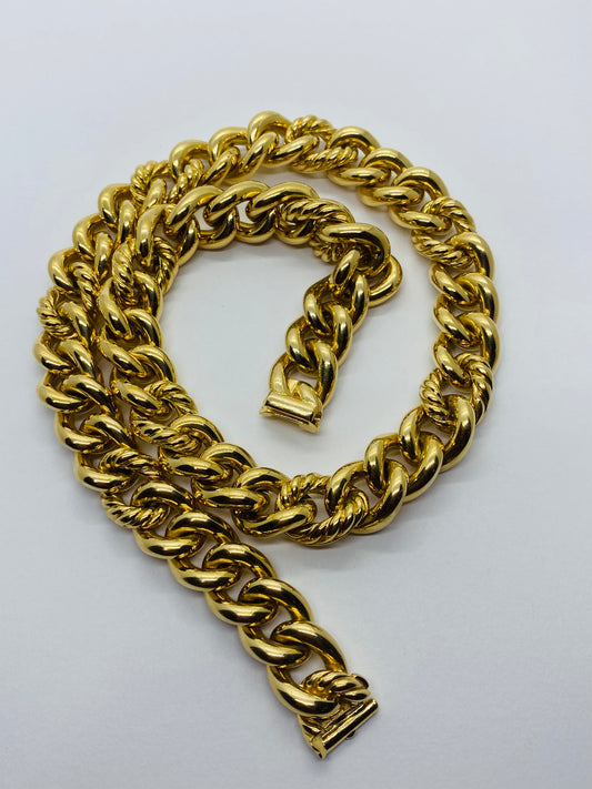 $23,000 Sold Out 18K Gold David Yurman 18” Large Curb 13.5MM Necklace