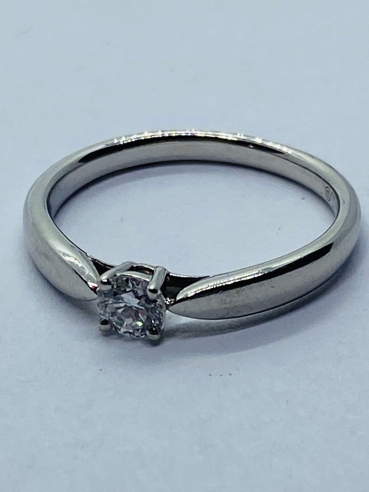 Authentic Tiffany & Co. Platinum And 0.17 CTW Diamond Solitaire Ring, Size 5