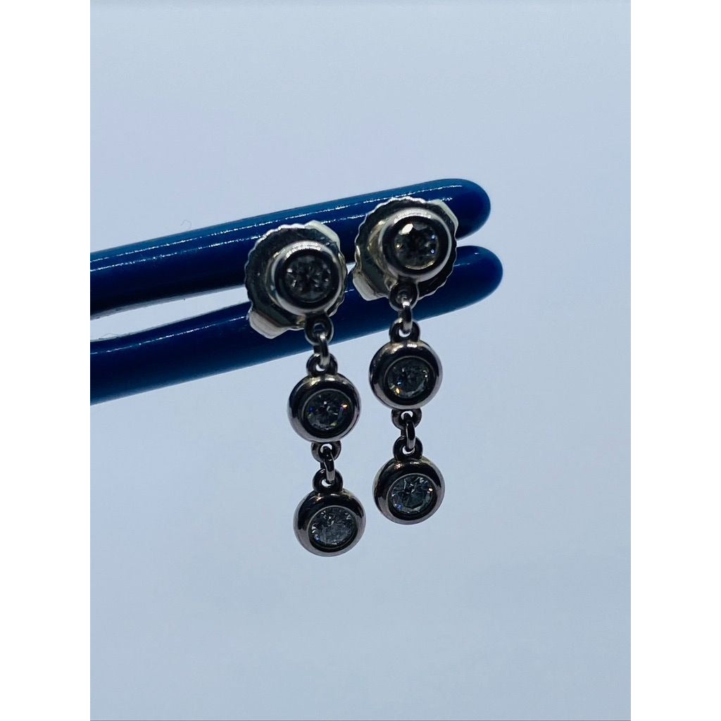 Authentic Diamonds by the Yard Drop Earrings Sterling Silver 925  .30