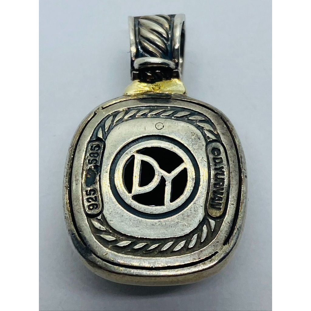 David Yurman 925 Silver 585 Gold Black Onyx Iconic Albion Enhancer Pendant