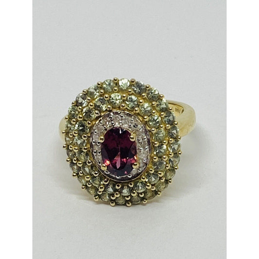 Stunning Multi Stone Diamond 14 K Gold Oval Design Sz 7 Ring THL SAMUEL AARON
