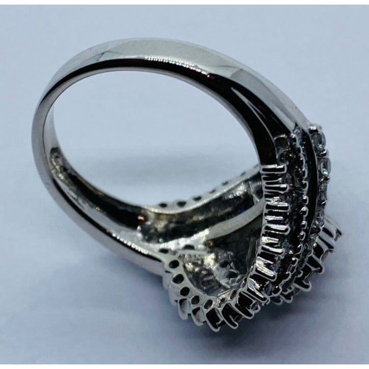 10K White Gold Cluster Diamond Ring Size 7 1.87CT
