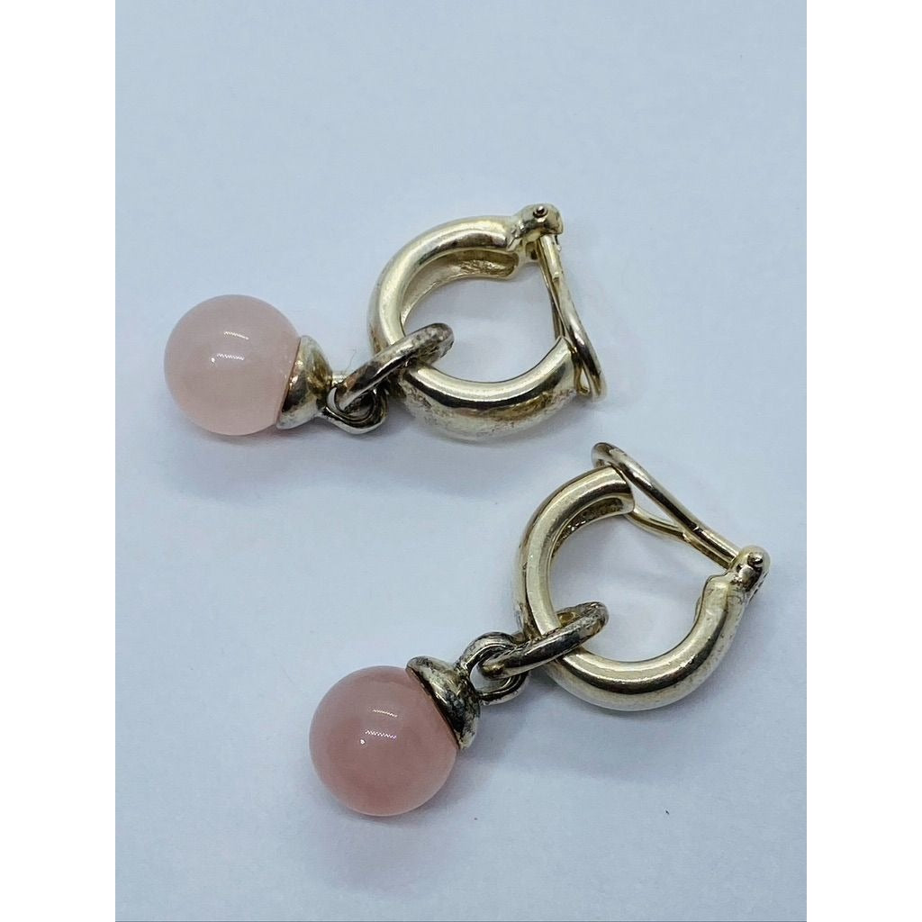 Tiffany & Co. Sterling Silver Rose Quartz Fascination Clip-On Earrings
