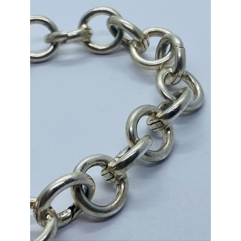 Tiffany Co Italy Sterling Silver Round Circle Clasping Link 8" Bracelet