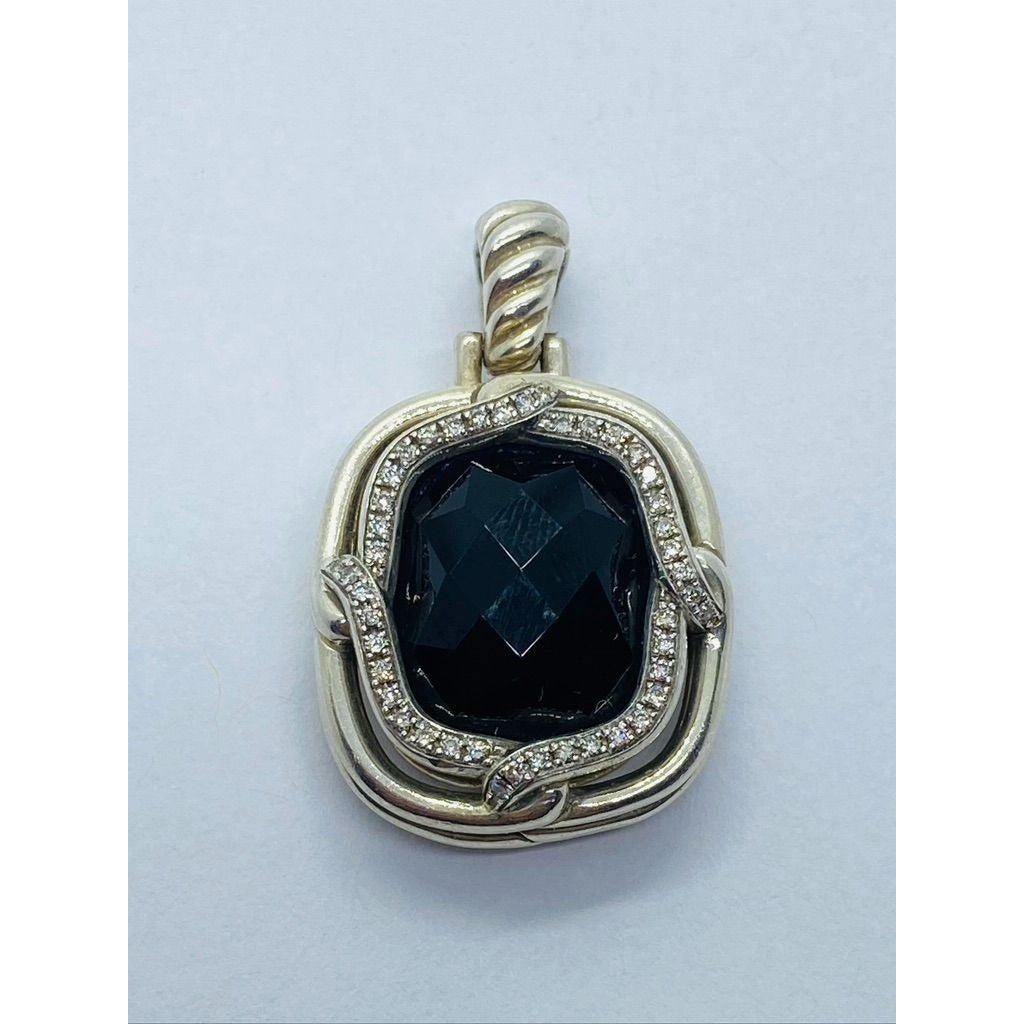 David Yurman Labyrinth Enhancer Pendant Black Onyx with Diamonds READ