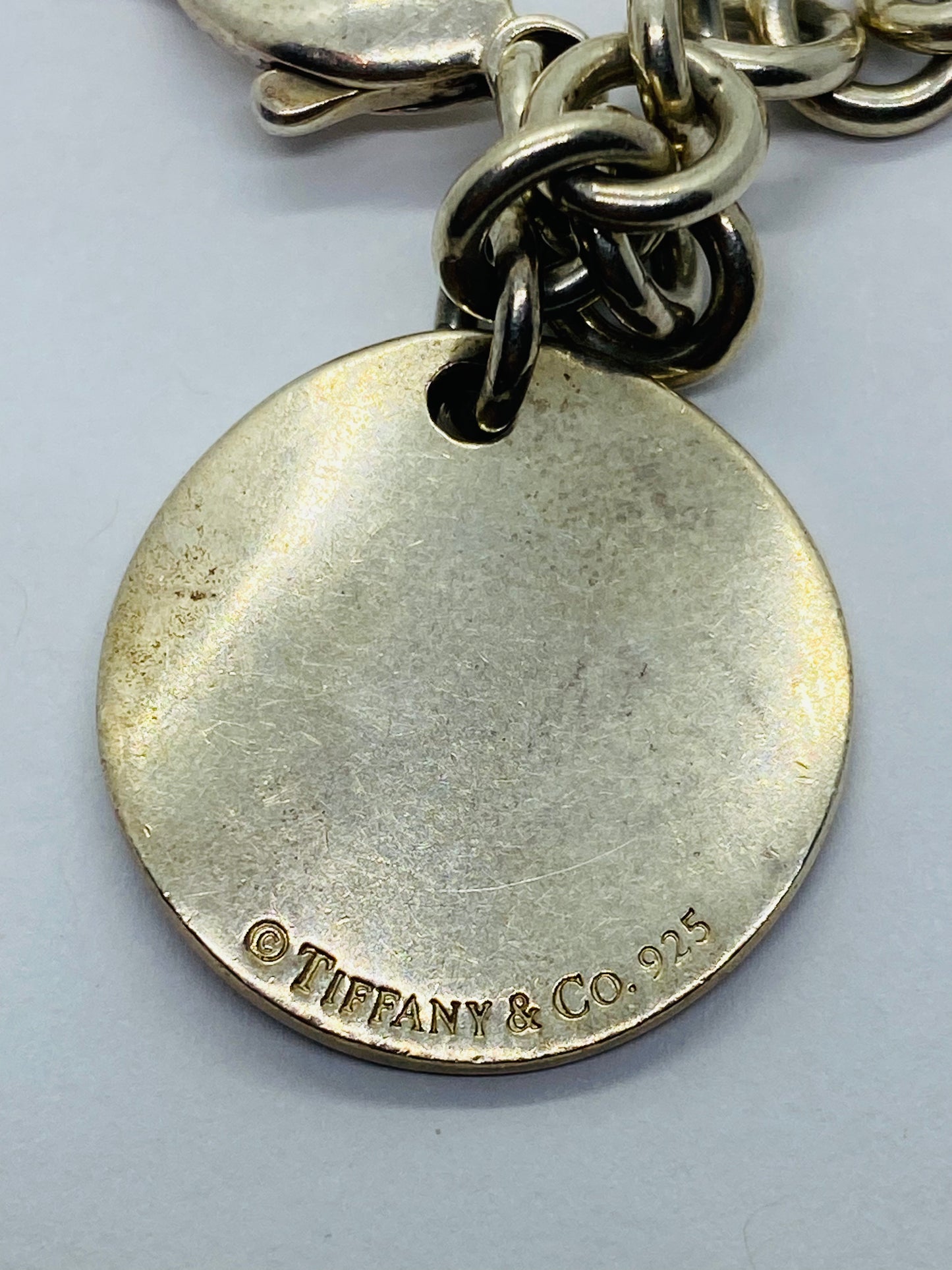 Tiffany & Co. Silver Notes Wavy Round Circle Pendant Bracelet 7.5”