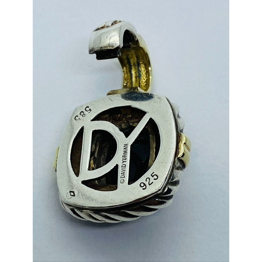 Authentic Renaissance David Yurman Sterling 14K Black Cabochon Enhancer Pendant