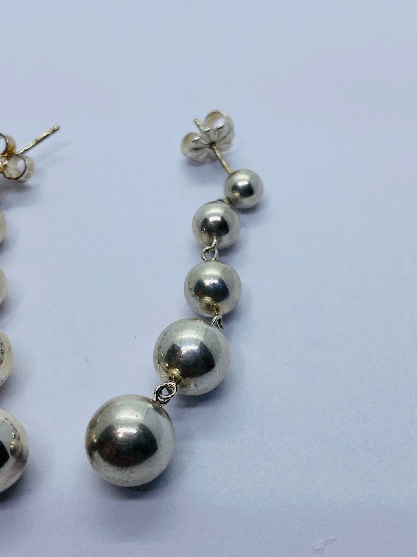 Tiffany & Co. Sterling Silver Multi Graduated Bead Ball Drop Dangle Earrings