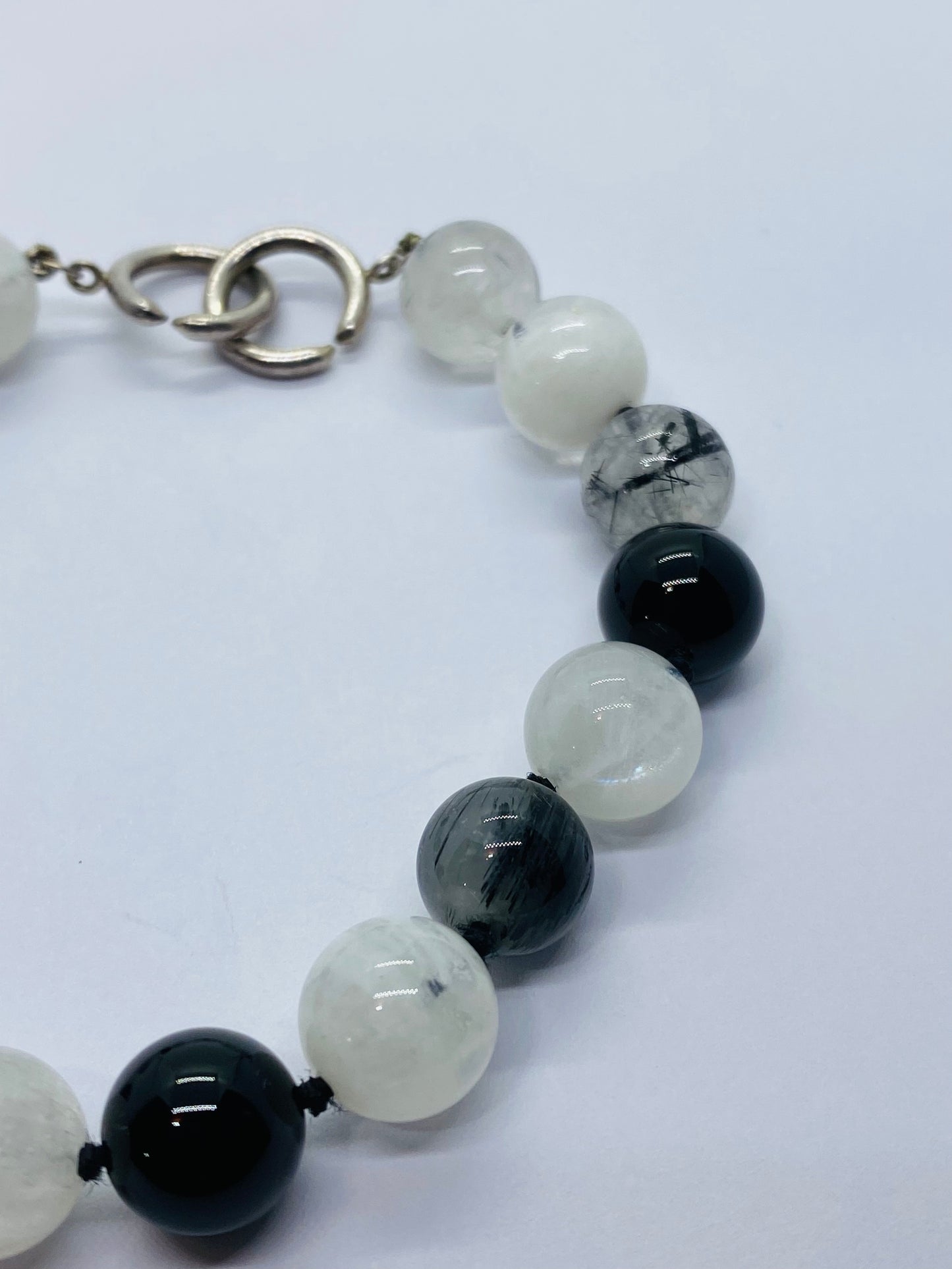 Tiffany & Co Paloma Picasso Sterling Silver Quartz Moonstone Onyx Bead Bracelet