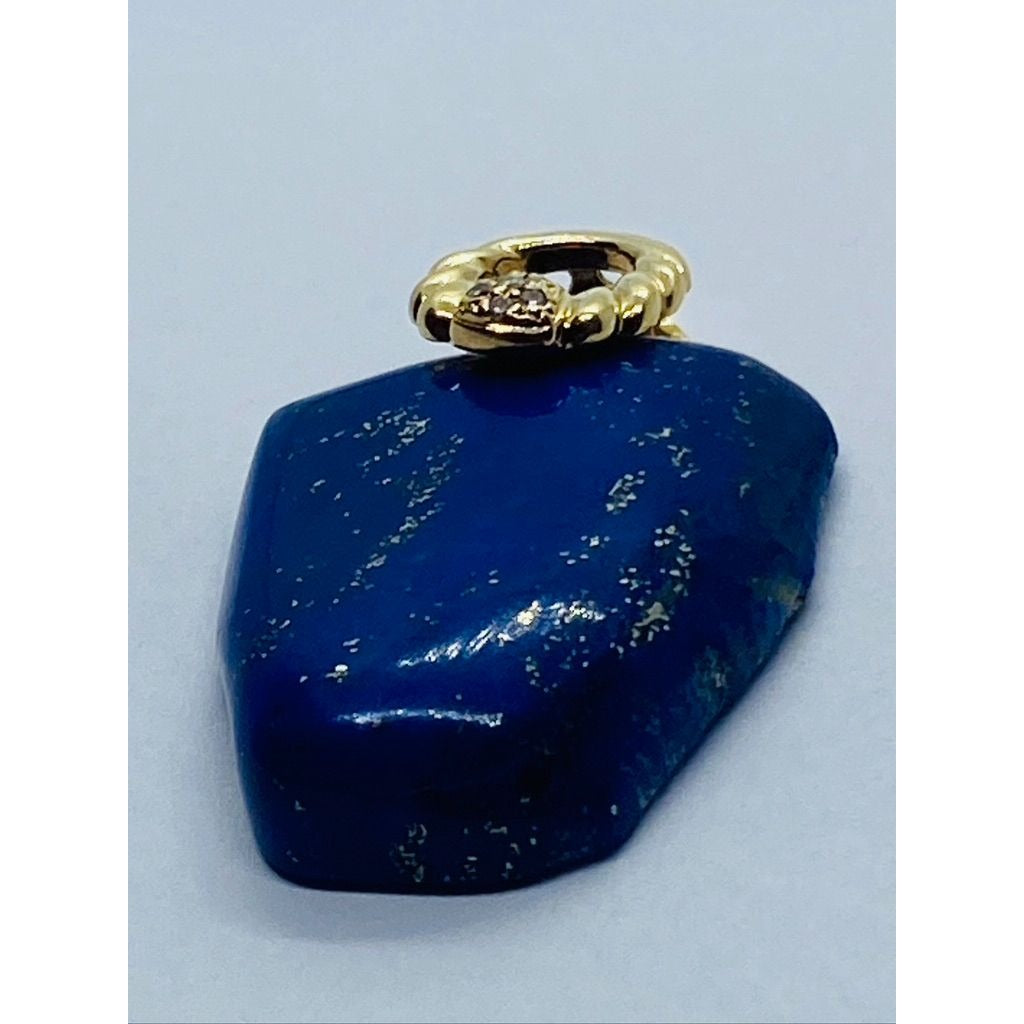 18K Yellow Gold Lapis Lazuli and Diamond Pendant