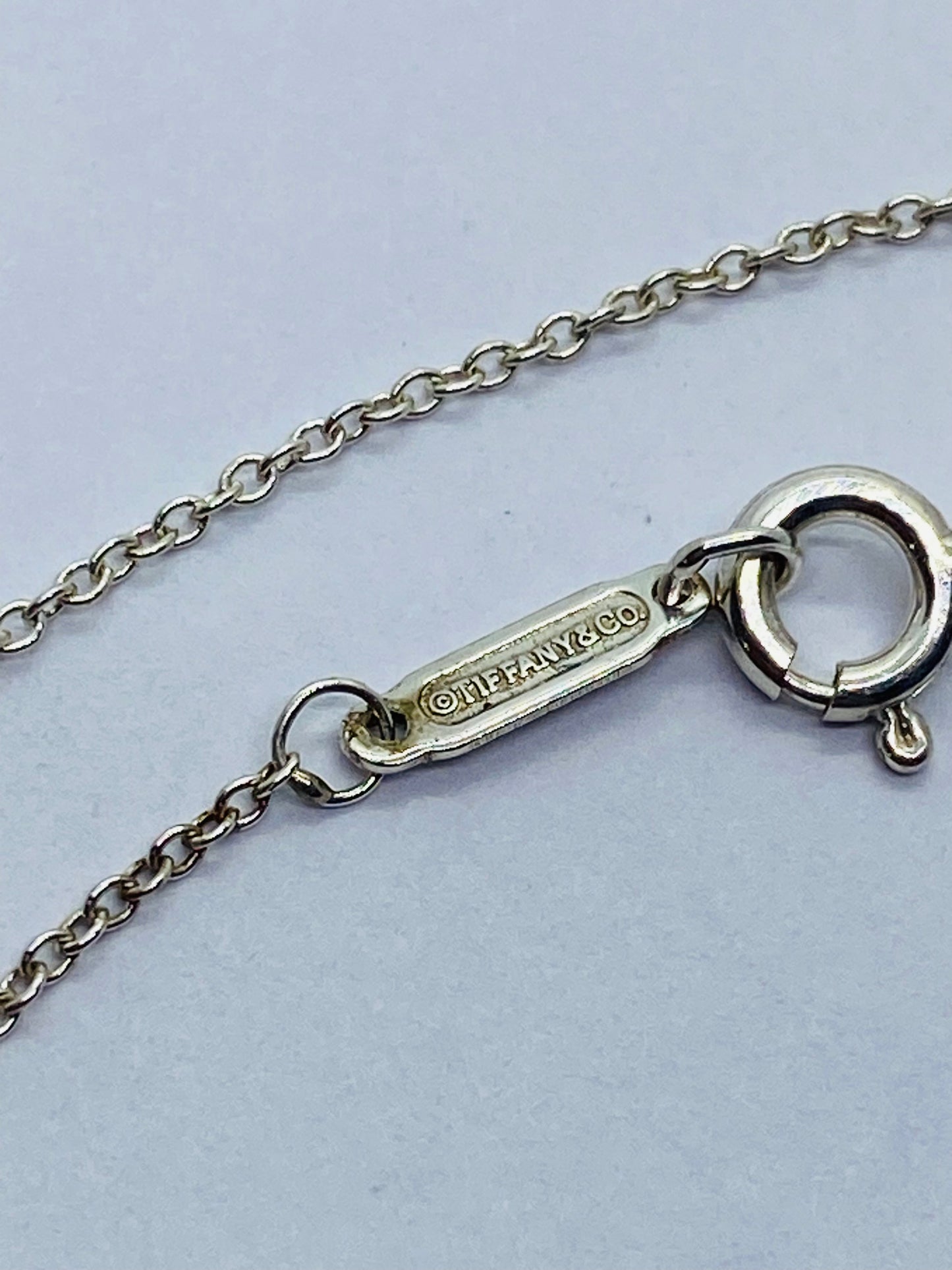 TIFFANY & CO. Red Heart Padlock Charm Sterling Silver Pendant Necklace 16”