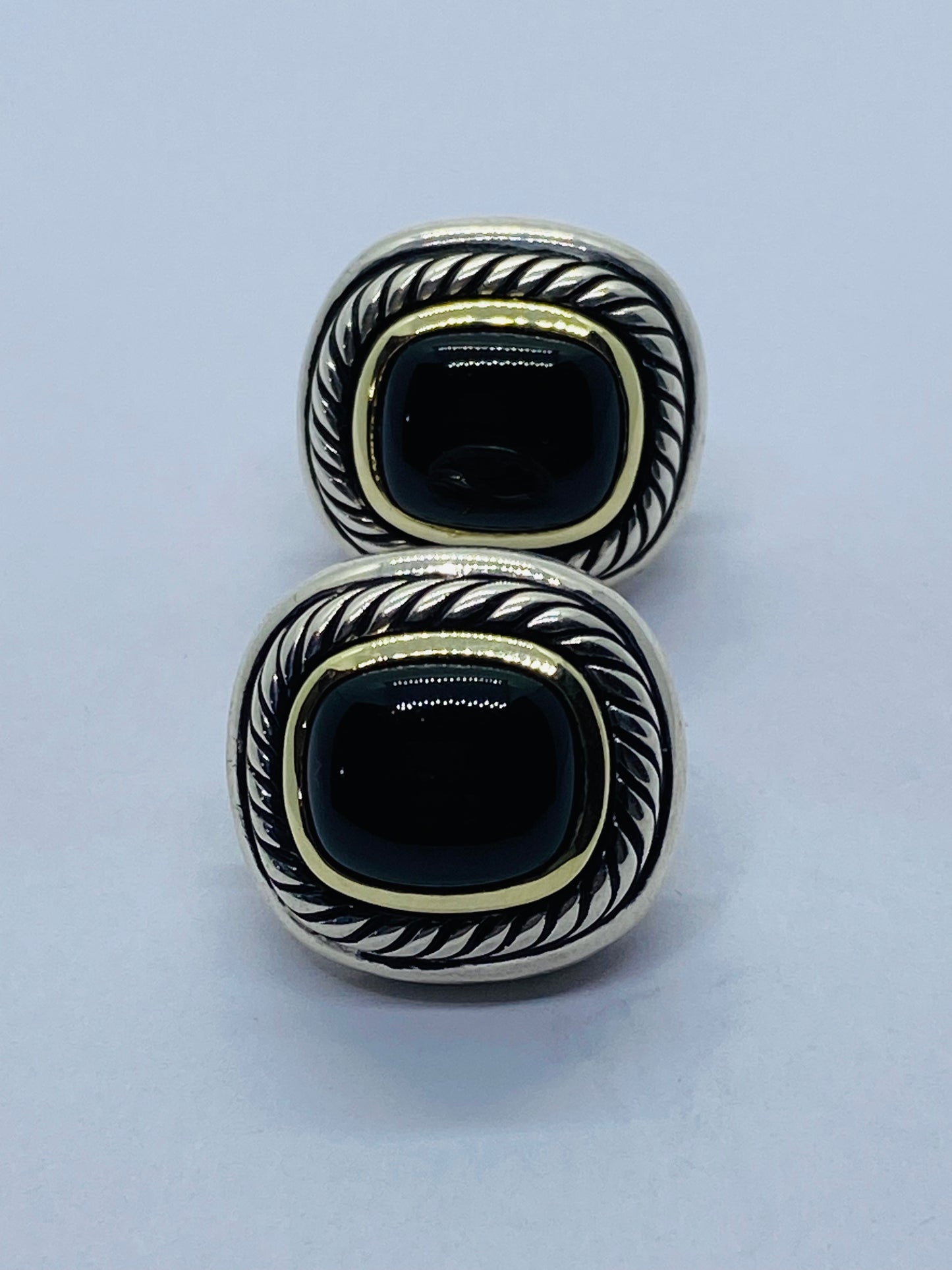 David Yurman Albion ONYX Two-Tone 14K Gold & 925 Sterling Silver Earrings 20mm