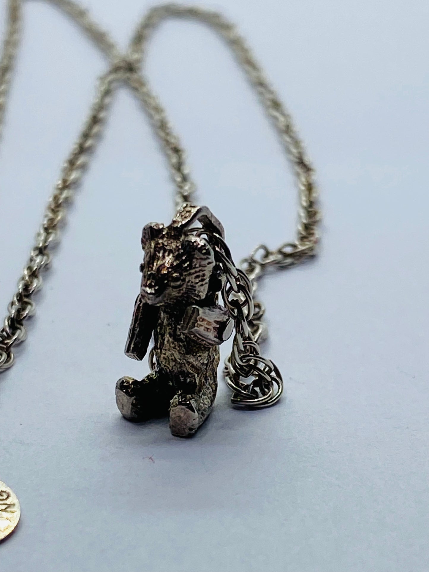 Tiffany & Co. Vintage Teddy Bear Swivel Arms Pendant Necklace 18" 925