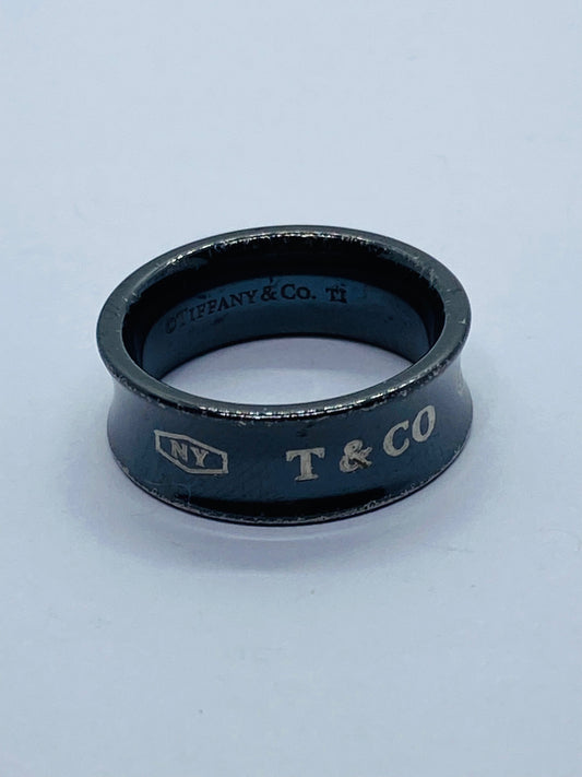 Tiffany & Co. Titanium 1837 Black Concave Ring Size 5.75