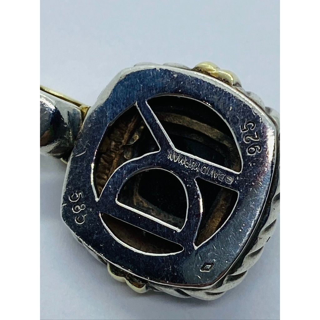 Authentic Renaissance David Yurman Sterling 14K Black Cabochon Enhancer Pendant