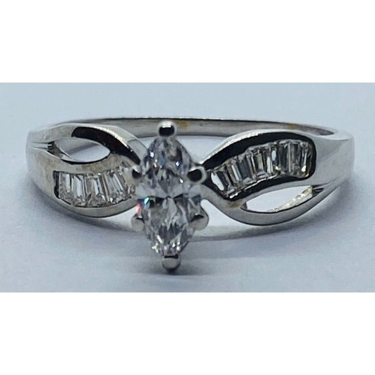 14K White Gold Engagement Ring .45 TCW Size 5.5