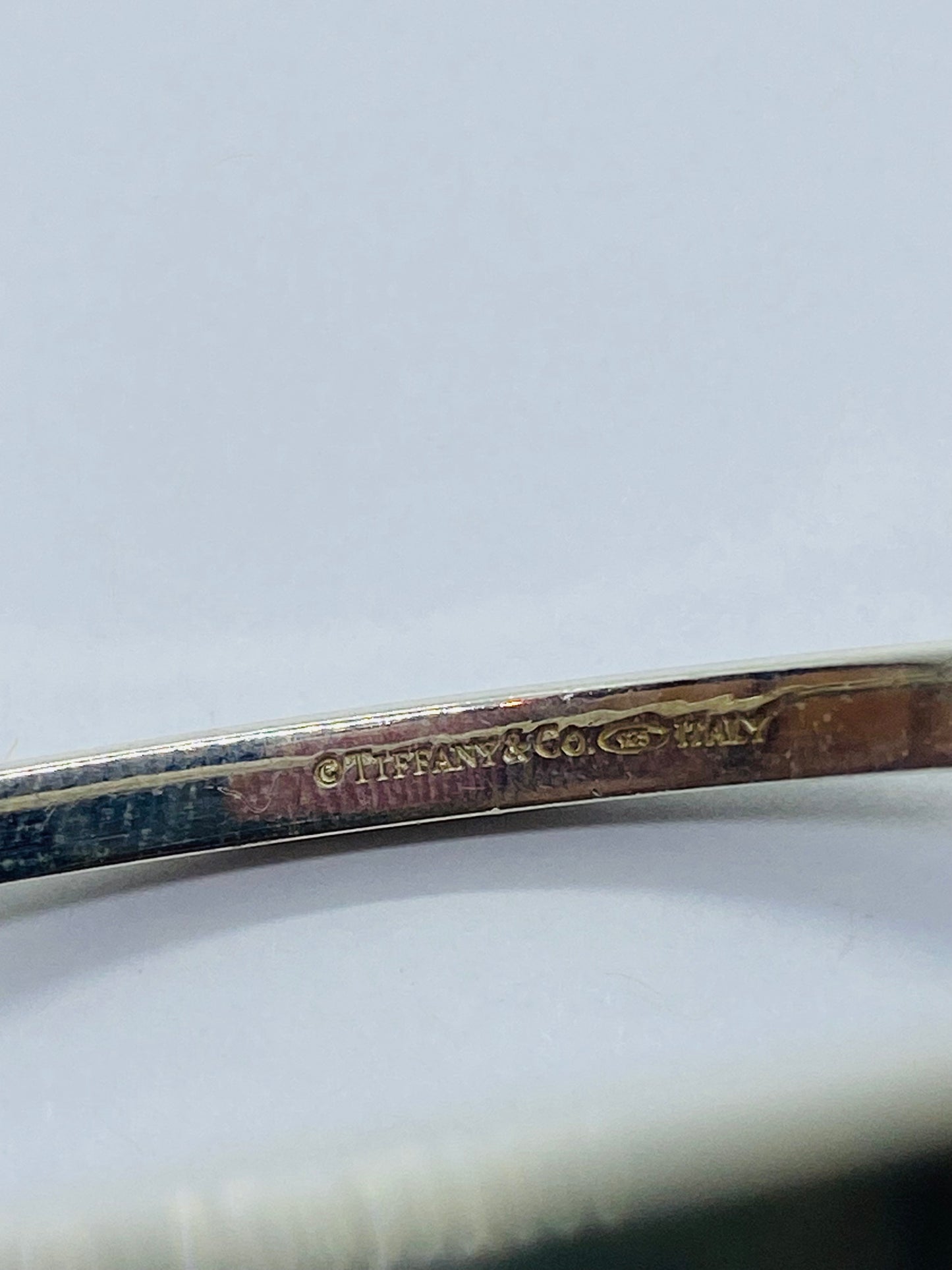 Tiffany & Co Italy Narrow Icon Bangle Bracelet Sterling Silver 925  Rare 7.75”