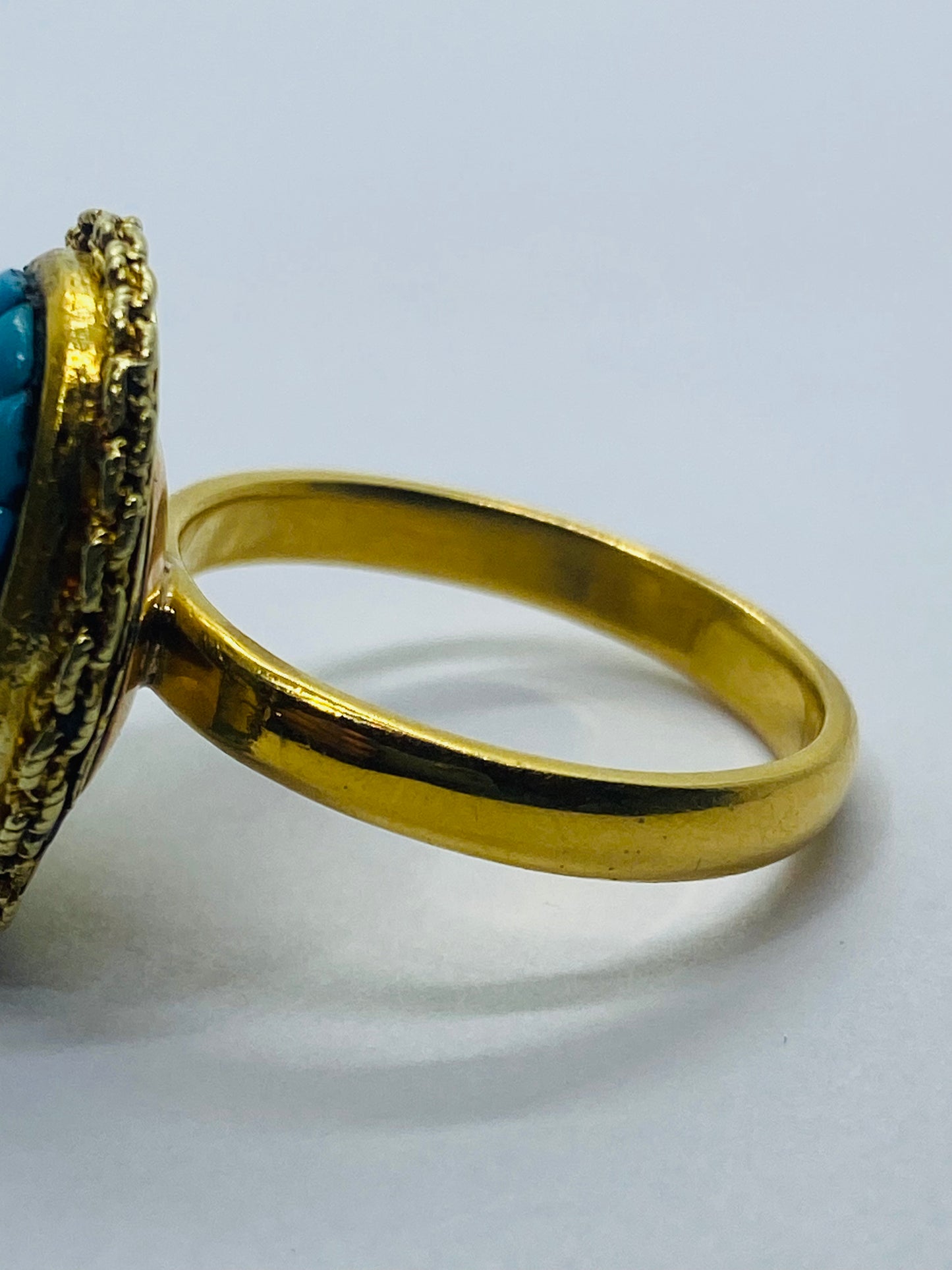 Tiffany & Co Customized 22k Turquoise Pearl Gold Cluster Ring 10.9 Grams