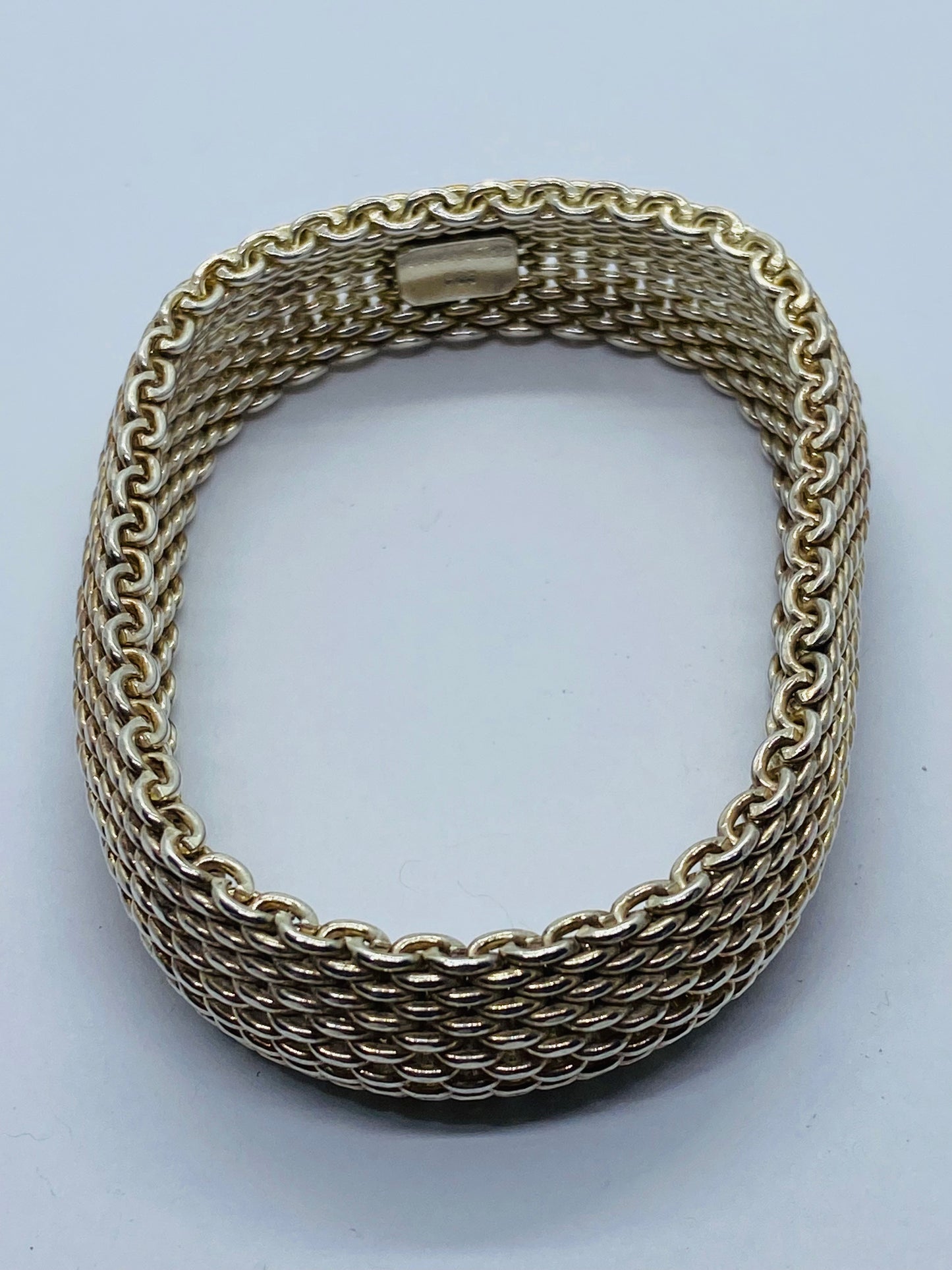 Tiffany & Co. 7.25 Somerset Mesh 15MM Wide Bracelet in Sterling Silver 925