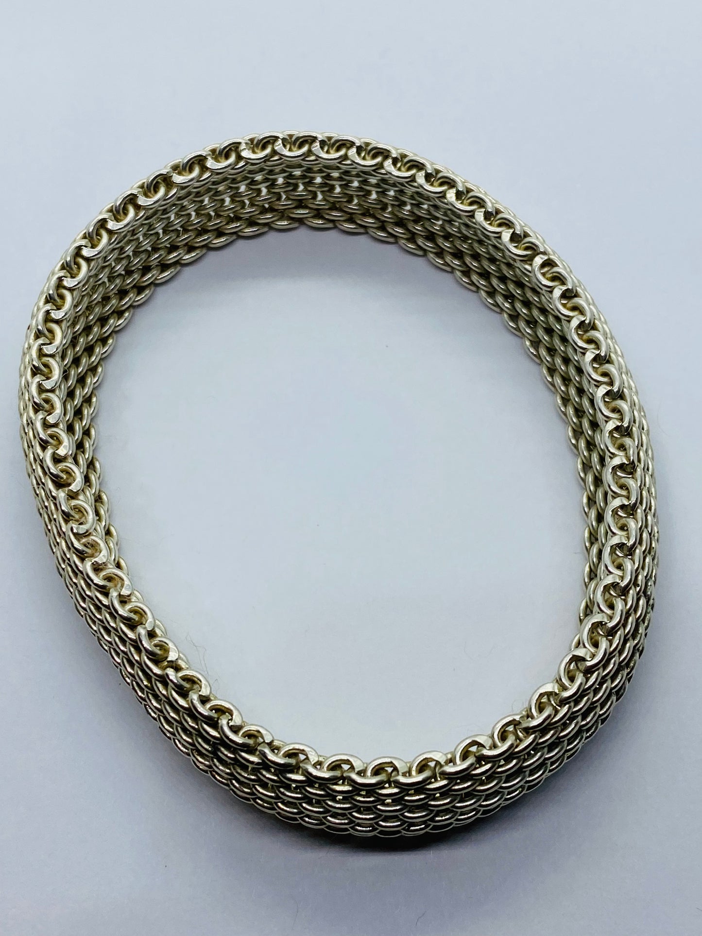Tiffany & Co. 7.75” Somerset Mesh 15MM Wide Bracelet in Sterling Silver