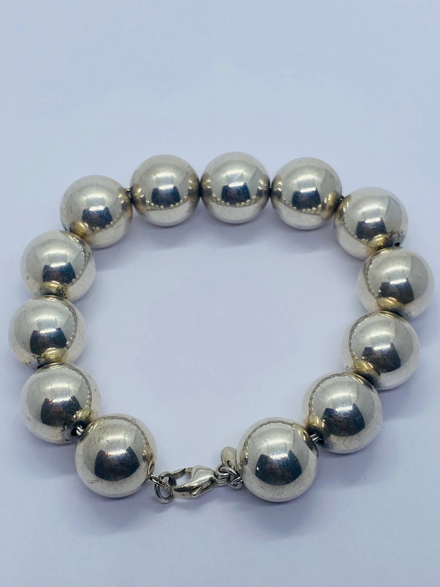 Tiffany & Co. Sterling Silver Large 14mm Hardwear Ball Bead 8" Bracelet Pouch
