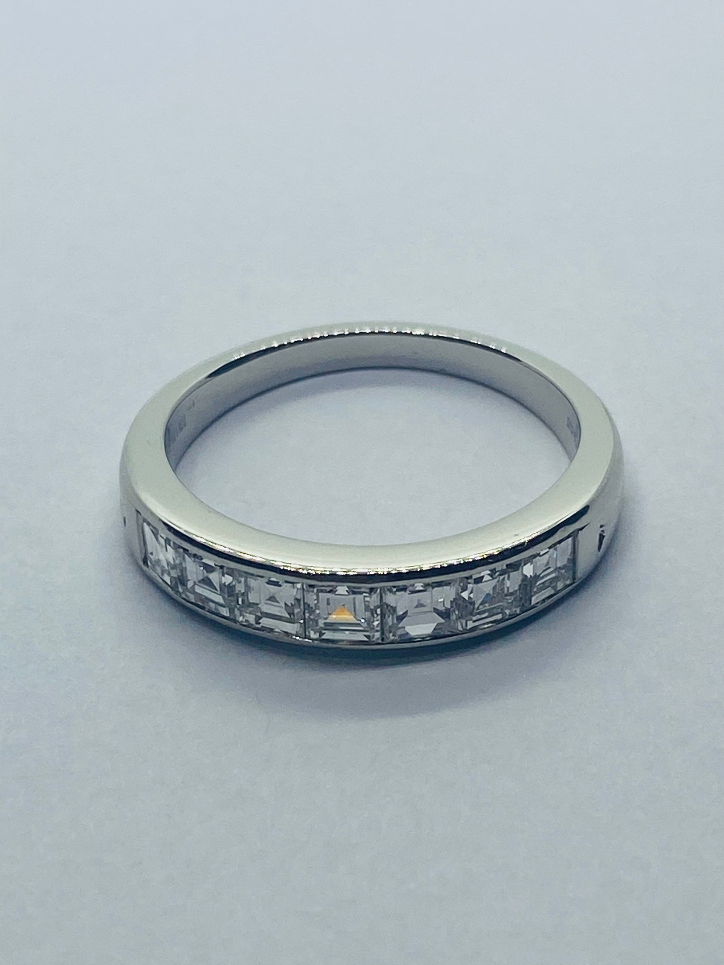 Tiffany & Co. 1.40CT  7 Diamond Platinum Square Cut Wedding Band Ring Size 9