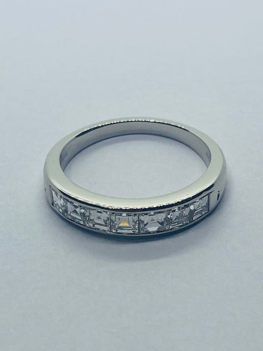 Tiffany & Co. 1.40CT  7 Diamond Platinum Square Cut Wedding Band Ring Size 9