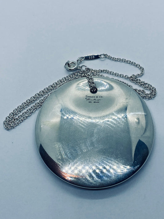 Tiffany & Co Elsa Peretti 50mm Disc 925 Sterling Silver Pendant & Necklace 16”