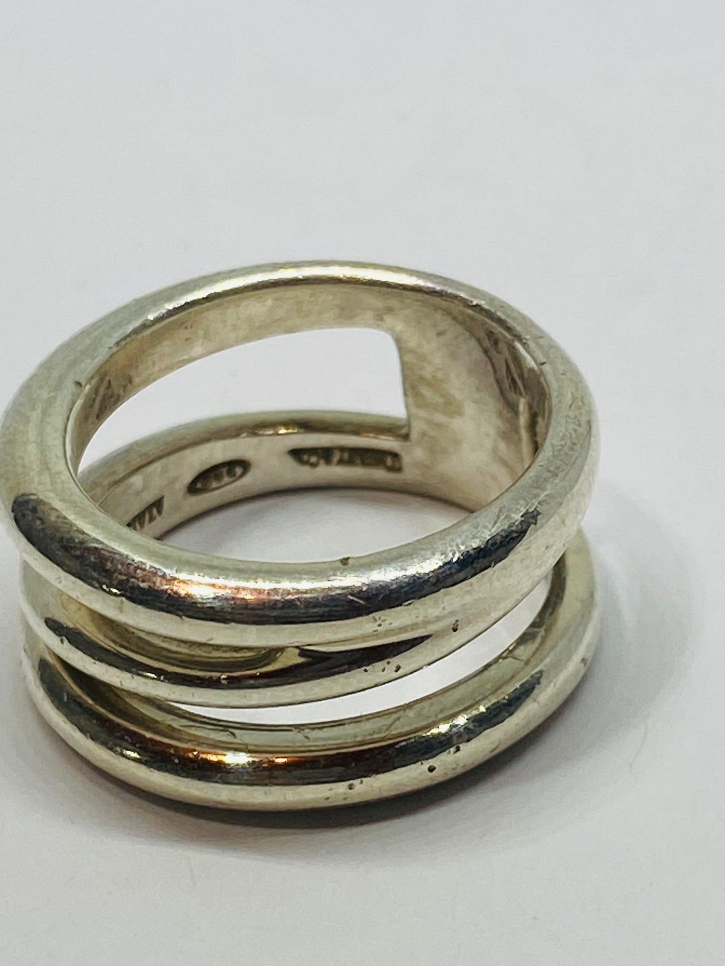 Tiffany & Co. Sterling Silver Ring Open Diagonal Size 6.25 Wide Band