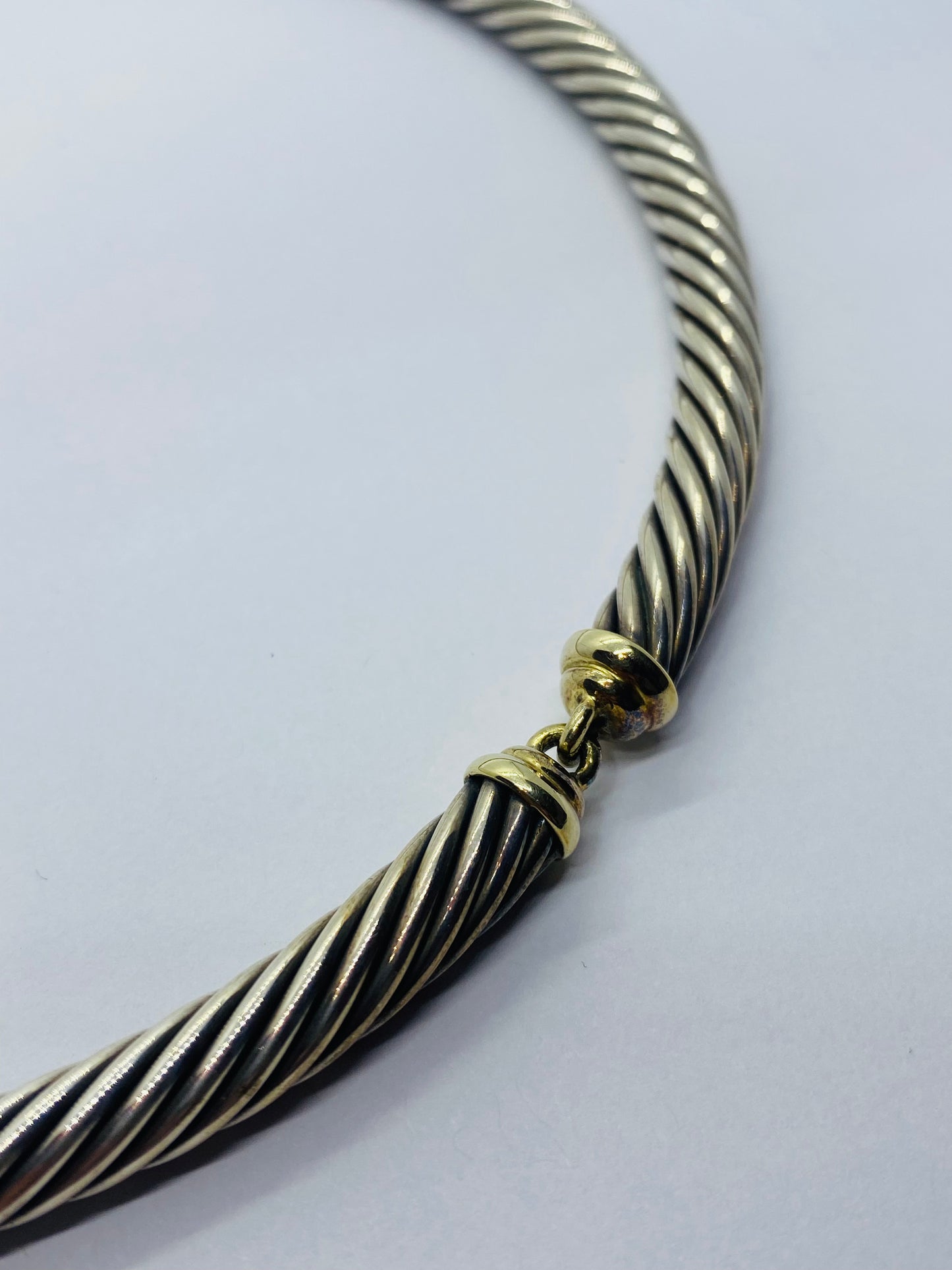DAVID YURMAN CLASSIC CABLE STATION NECKLACE STERLING 925/14KYG 16.5"  101 Grams