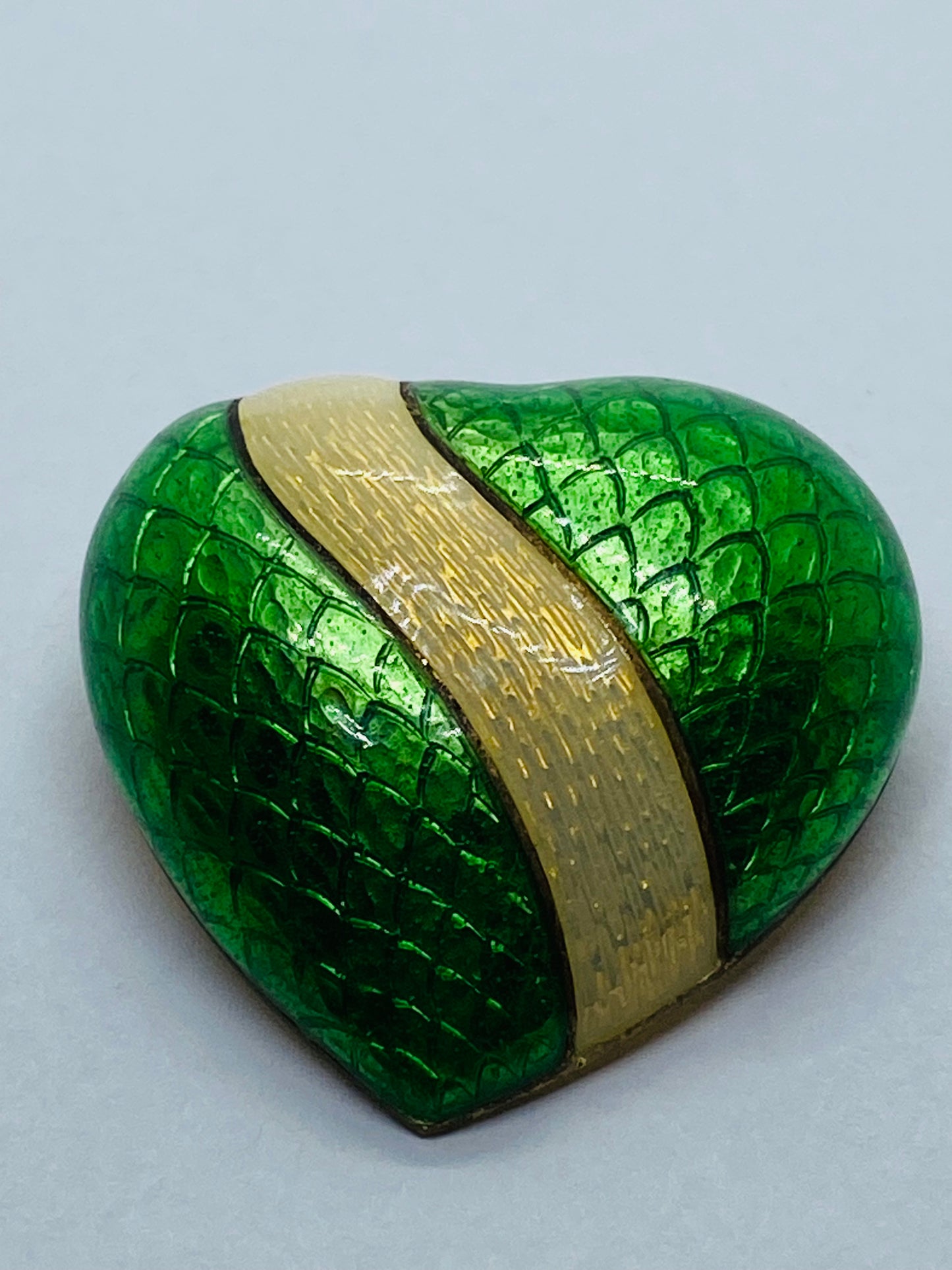 Tiffany & Co. Vintage Guilloche Enamel 18k Yellow Gold Heart Pendant Pin RARE
