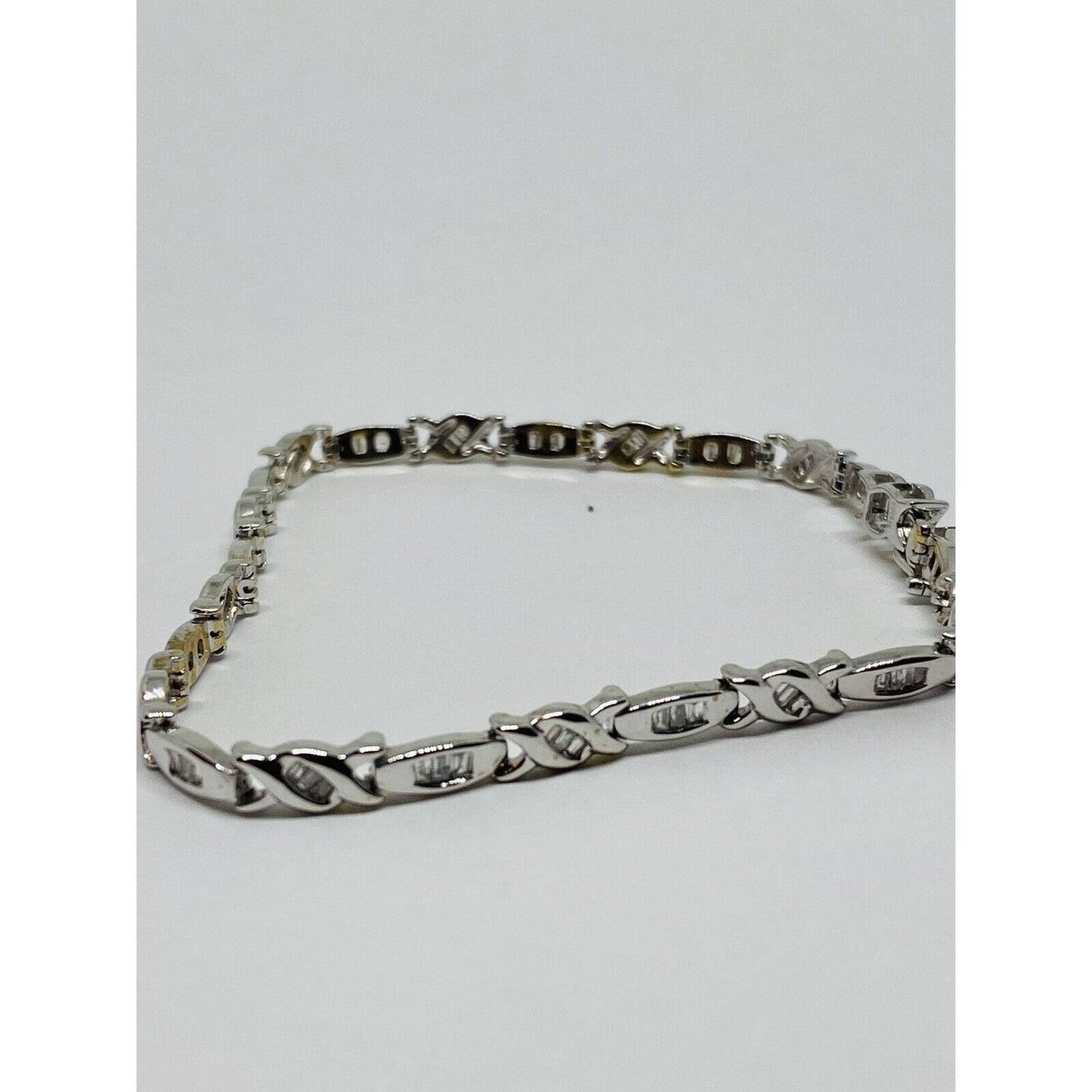 Solid 10K Gold Tennis Baguette Bracelet .72 TCW 8.7 Grams 4MM Wide READ