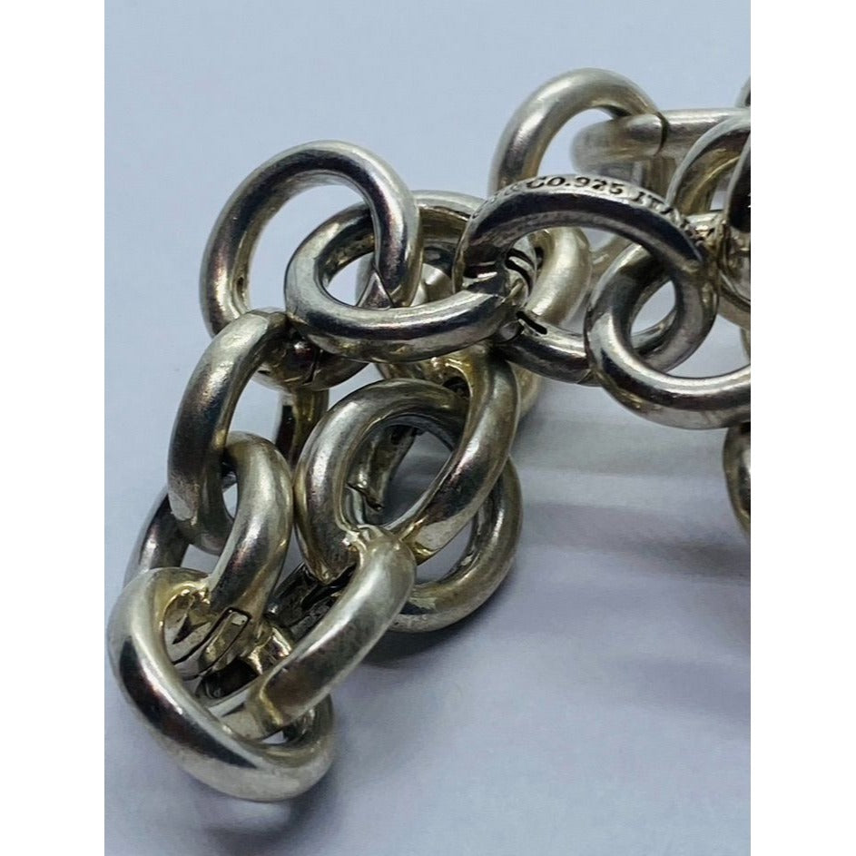 Tiffany Co Italy Sterling Silver Round Circle Clasping Link 8" Bracelet