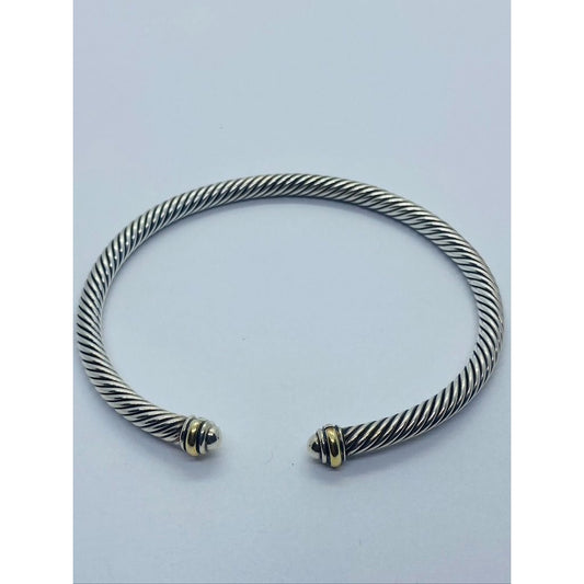 David Yurman Sterling Silver 18K 750 Gold 4mm Dome Bracelet 6.75"