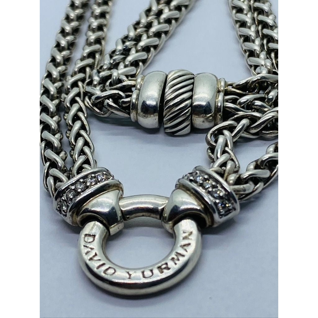 DAVID YURMAN Double Wheat Chain Necklace/ Diamonds