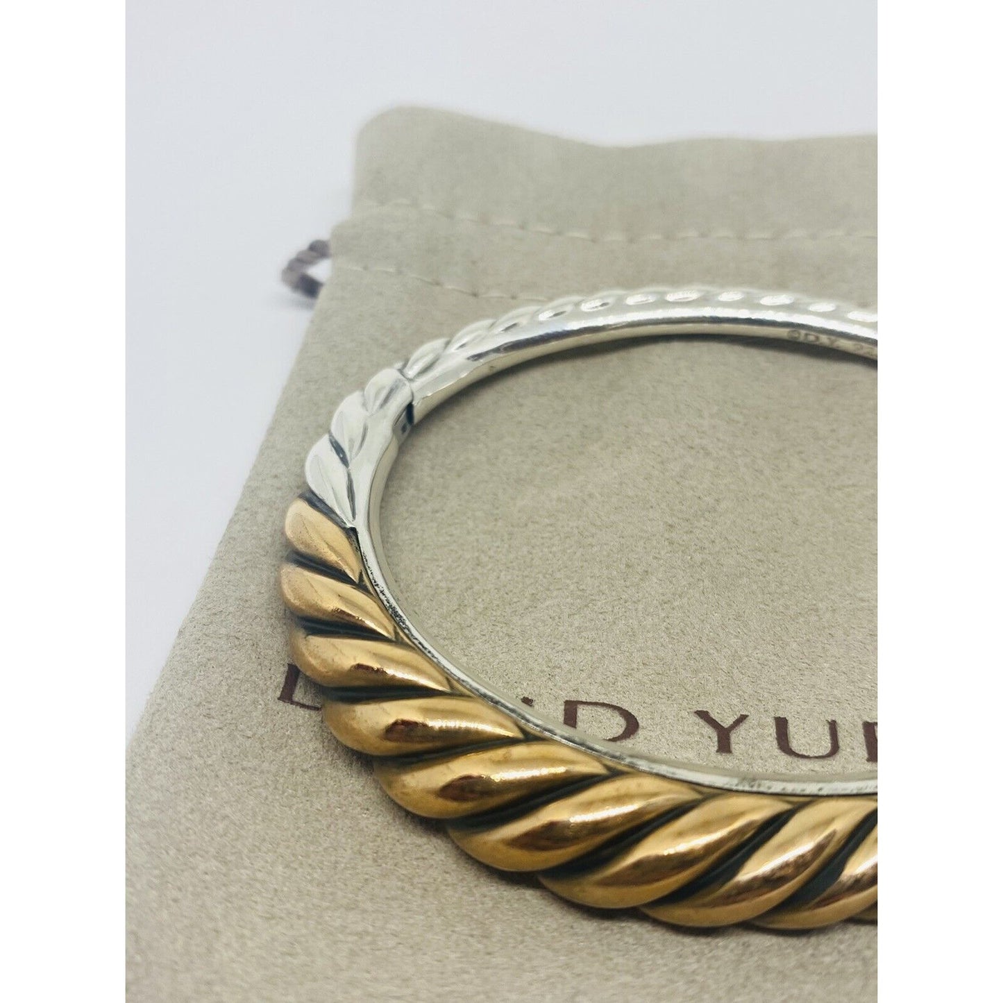 Rare David Yurman Sterling Silver/Bronze 9.5mm Pure Form Cable Bangle Bracelet
